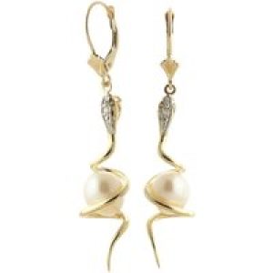 Pearl & Diamond Priscilla Serpent Drop Earrings in 9ct Gold