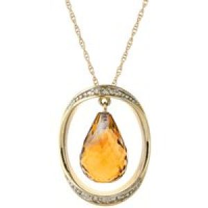 Citrine & Diamond Laurie Dimensional Embellished Pendant Necklace in 9ct Gold