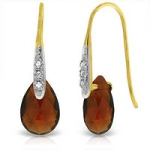 Garnet & Diamond Ancona Classic Drop Earrings in 9ct Gold