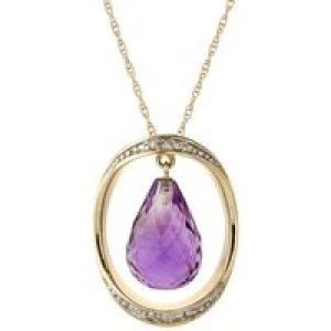 Amethyst & Diamond Laurie Dimensional Embellished Pendant Necklace in 9ct Gold