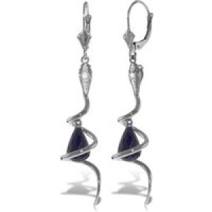 Sapphire & Diamond Priscilla Serpent Drop Earrings in 9ct White Gold