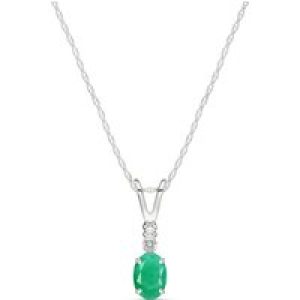 Emerald & Diamond Calla Aspire Pendant Necklace in 9ct White Gold