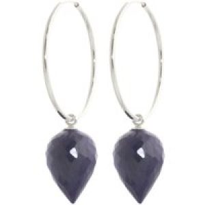 Sapphire Salma Dimensional Hoop Drop Earrings in 9ct White Gold