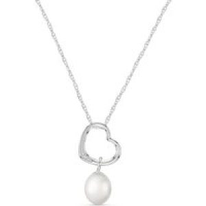 Pearl & Diamond Embellished Drop Pendant Necklace in 9ct White Gold