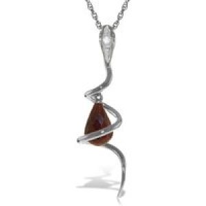 Ruby & Diamond Priscilla Serpent Drop Pendant Necklace in 9ct White Gold