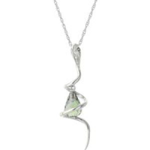 Green Amethyst & Diamond Priscilla Serpent Drop Pendant Necklace in 9ct White Gold