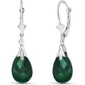 Green Sapphire Vienna Vintage Drop Earrings in 9ct White Gold