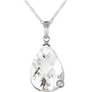 White Topaz & Diamond Salma Dimensional Embellished Pendant Necklace in 9ct White Gold