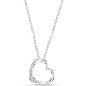 Diamond Colette Embellished Heart Pendant Necklace in 9ct White Gold