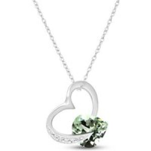 Green Amethyst & Diamond Laurel Open Work Embellished Pendant Necklace in 9ct White Gold