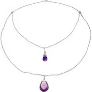 Amethyst Faye Duo Stacked Pendant Necklace in 9ct White Gold