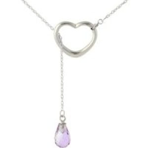 Amethyst Marissa Heart Droplet Pendant Necklace in 9ct White Gold