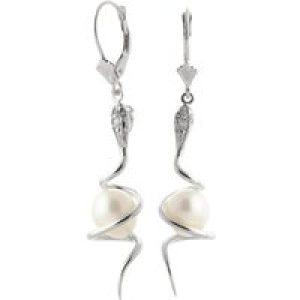 Pearl & Diamond Priscilla Serpent Drop Earrings in 9ct White Gold