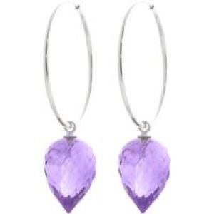 Amethyst Salma Dimensional Hoop Drop Earrings in 9ct White Gold