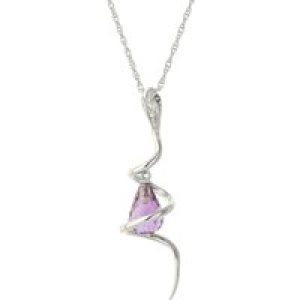 Amethyst & Diamond Priscilla Serpent Drop Pendant Necklace in 9ct White Gold