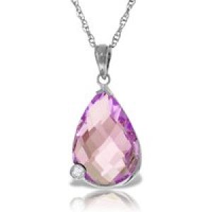 Amethyst & Diamond Salma Dimensional Embellished Pendant Necklace in 9ct White Gold
