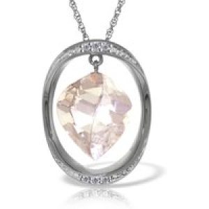 White Topaz & Diamond Laurie Contemporary Embellished Pendant Necklace in 9ct White Gold