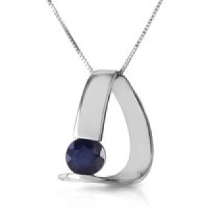 Sapphire Nina Asymmetric Pendant Necklace in 9ct White Gold
