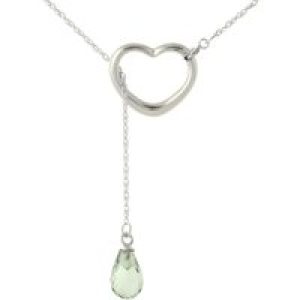 Green Amethyst Marissa Heart Droplet Pendant Necklace in 9ct White Gold
