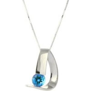 Blue Topaz Nina Asymmetric Pendant Necklace in 9ct White Gold