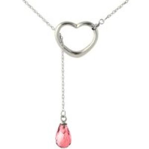 Garnet Marissa Heart Droplet Pendant Necklace in 9ct White Gold