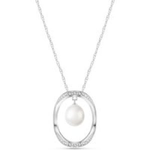 Pearl & Diamond Laurie Minimalist Embellished Pendant Necklace in 9ct White Gold