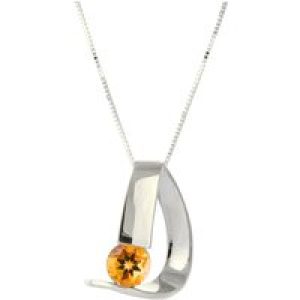 Citrine Nina Asymmetric Pendant Necklace in 9ct White Gold