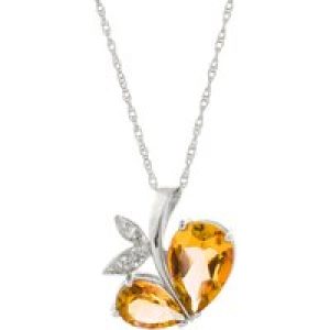 Citrine & Diamond Ferrara Eternal Pendant Necklace in 9ct White Gold