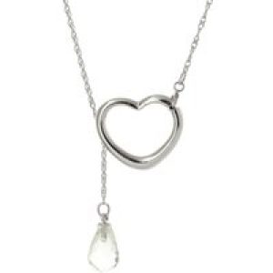 White Topaz Marissa Heart Droplet Pendant Necklace in 9ct White Gold