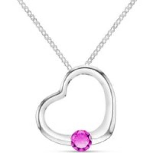 Pink Topaz Colette Heart Pendant Necklace in 9ct White Gold