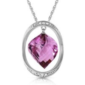 Amethyst & Diamond Laurie Contemporary Embellished Pendant Necklace in 9ct White Gold