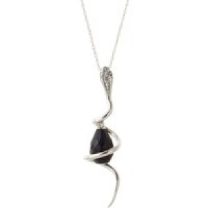 Sapphire & Diamond Priscilla Serpent Drop Pendant Necklace in 9ct White Gold