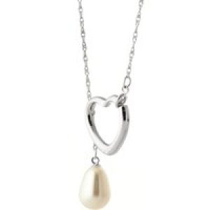 Pearl Minimalist Drop Pendant Necklace in 9ct White Gold