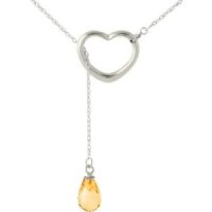 Citrine Marissa Heart Droplet Pendant Necklace in 9ct White Gold
