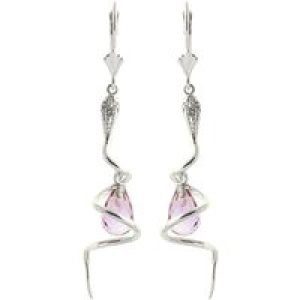 Pink Topaz & Diamond Priscilla Serpent Drop Earrings in 9ct White Gold