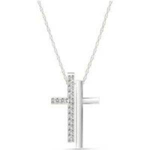 Diamond Isadora Abstract Cross Pendant Necklace in 9ct White Gold