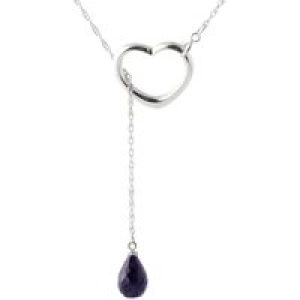 Sapphire Marissa Heart Droplet Pendant Necklace in 9ct White Gold