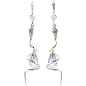 Blue Topaz & Diamond Priscilla Serpent Drop Earrings in 9ct White Gold