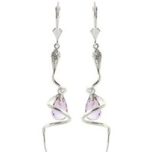 Amethyst & Diamond Priscilla Serpent Drop Earrings in 9ct White Gold