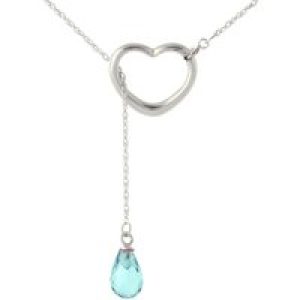 Blue Topaz Marissa Heart Droplet Pendant Necklace in 9ct White Gold