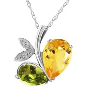 Citrine, Peridot & Diamond Ferrara Eternal Pendant Necklace in 9ct White Gold
