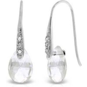 White Topaz & Diamond Ancona Classic Drop Earrings in 9ct White Gold