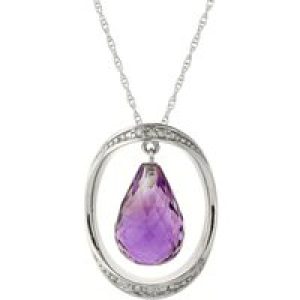 Amethyst & Diamond Laurie Dimensional Embellished Pendant Necklace in 9ct White Gold