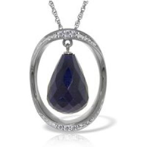 Sapphire & Diamond Laurie Dimensional Embellished Pendant Necklace in 9ct White Gold
