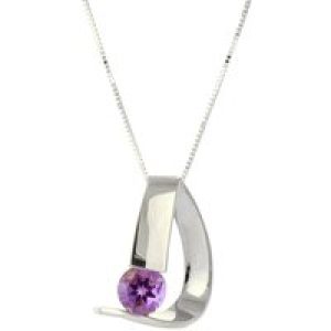 Amethyst Nina Asymmetric Pendant Necklace in 9ct White Gold