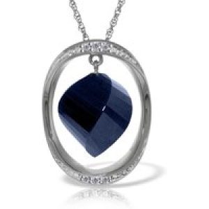 Sapphire & Diamond Laurie Contemporary Embellished Pendant Necklace in 9ct White Gold