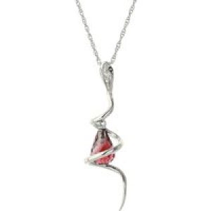 Garnet & Diamond Priscilla Serpent Drop Pendant Necklace in 9ct White Gold