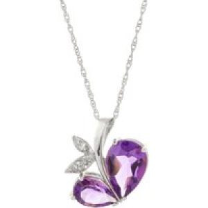 Amethyst & Diamond Ferrara Eternal Pendant Necklace in 9ct White Gold
