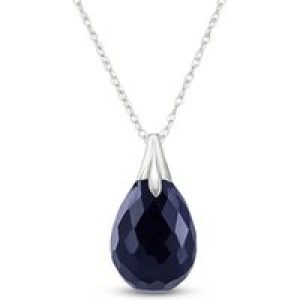 Sapphire Beau Drop Pendant Necklace in 9ct White Gold