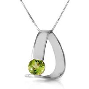 Peridot Nina Asymmetric Pendant Necklace in 9ct White Gold